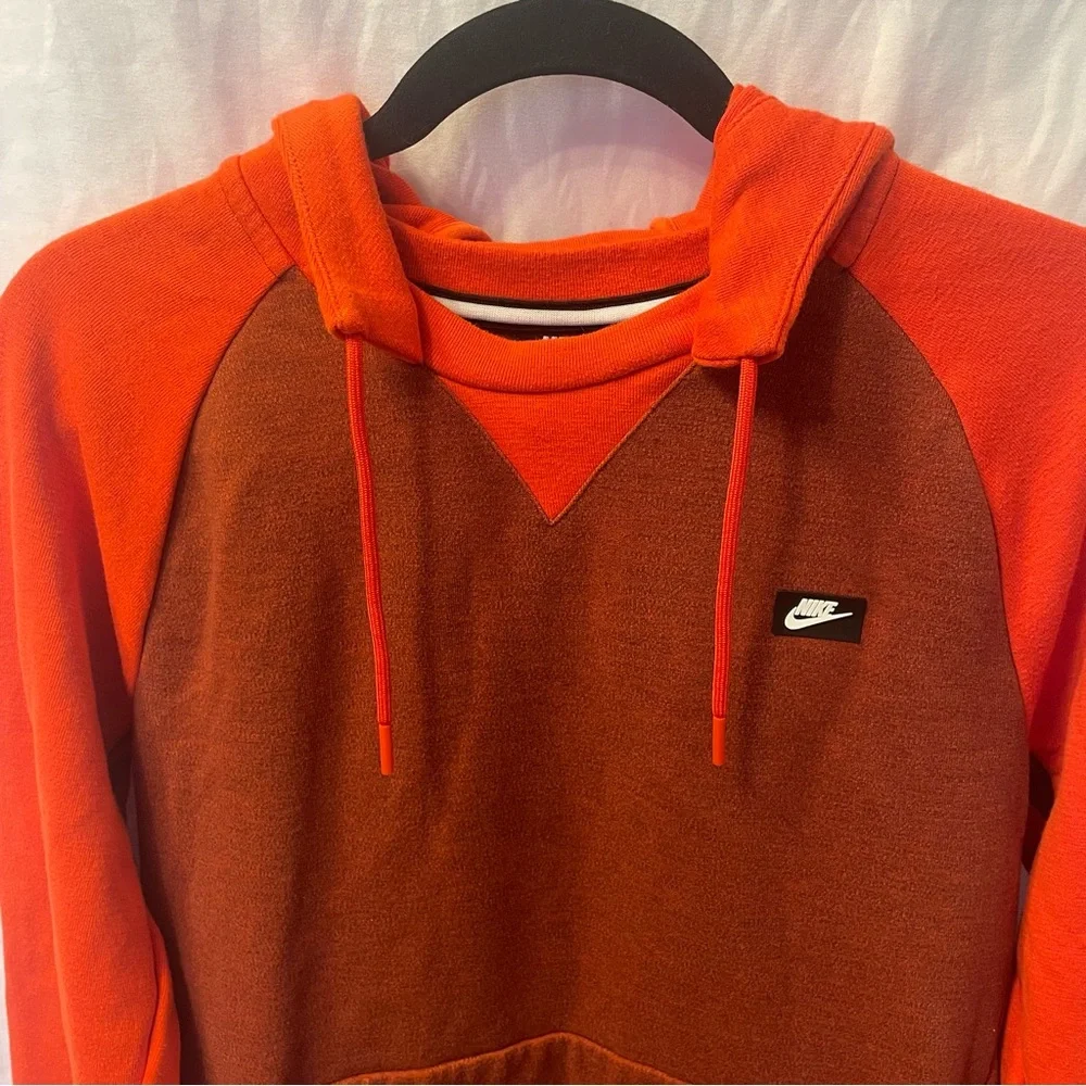 Nike Draw String Long Sleeve Hoodie Two‎ Tone Color Block Red Size Small Unisex